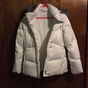 Calvin Klein winter coat with faux fur hood